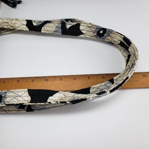 Vera Bradley Retired Shoulder Bag Camellia Cream Tan Blue Black Zipper Tote - Picture 10 of 14